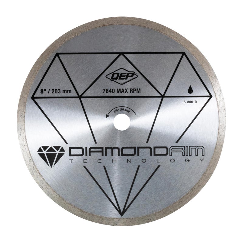 QEP 8" Continuous Rim Diamond Blade - For Wet Cutting of Ceramic Tile - Image 1